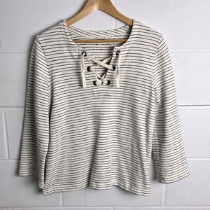 Madewell striped lace up sweater